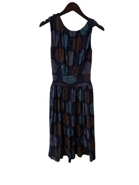 Boden Dark Whimsigoth Floral Abstract Dot Sustainable Midi Dress Tencel  Sz 4L